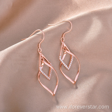 Earrings 925 Sterling Silver White Gold Rose Gold